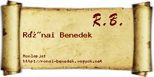 Rónai Benedek névjegykártya
