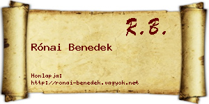 Rónai Benedek névjegykártya